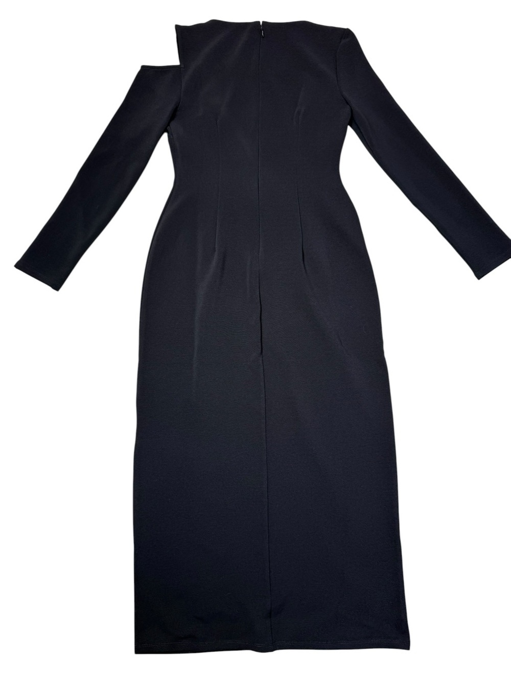 NWT New Donna Morgan Black Asymmetric One-Shoulder Long Sleeve Dress Size 0 - Picture 3 of 7